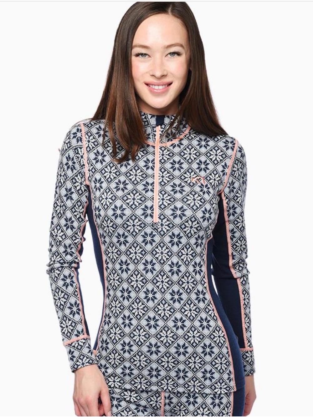 Kari Traa Rose Half-Zip Merino Wool Base Layer Top Size Small